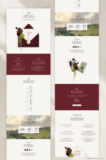 Olive & Burgundy Wedding Website