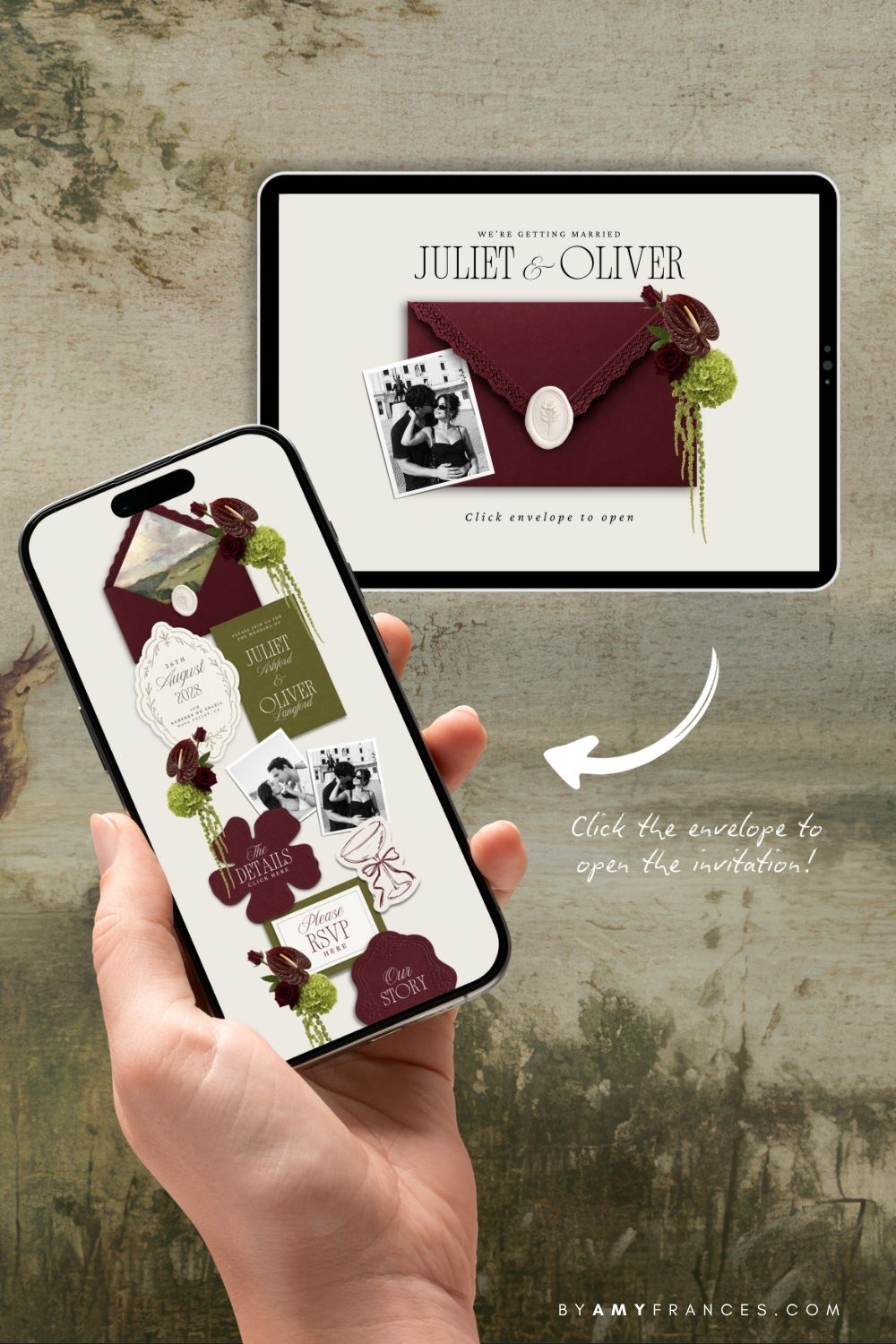 Olive & Burgundy Wedding Website