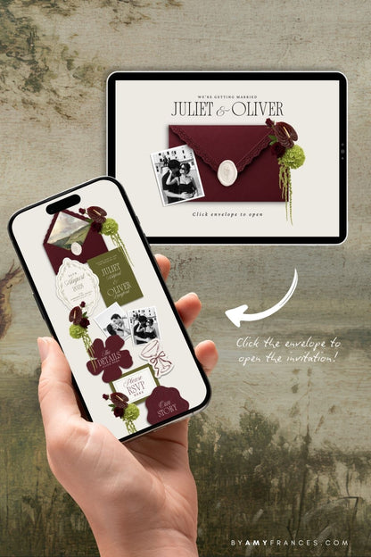 Olive & Burgundy Wedding Website