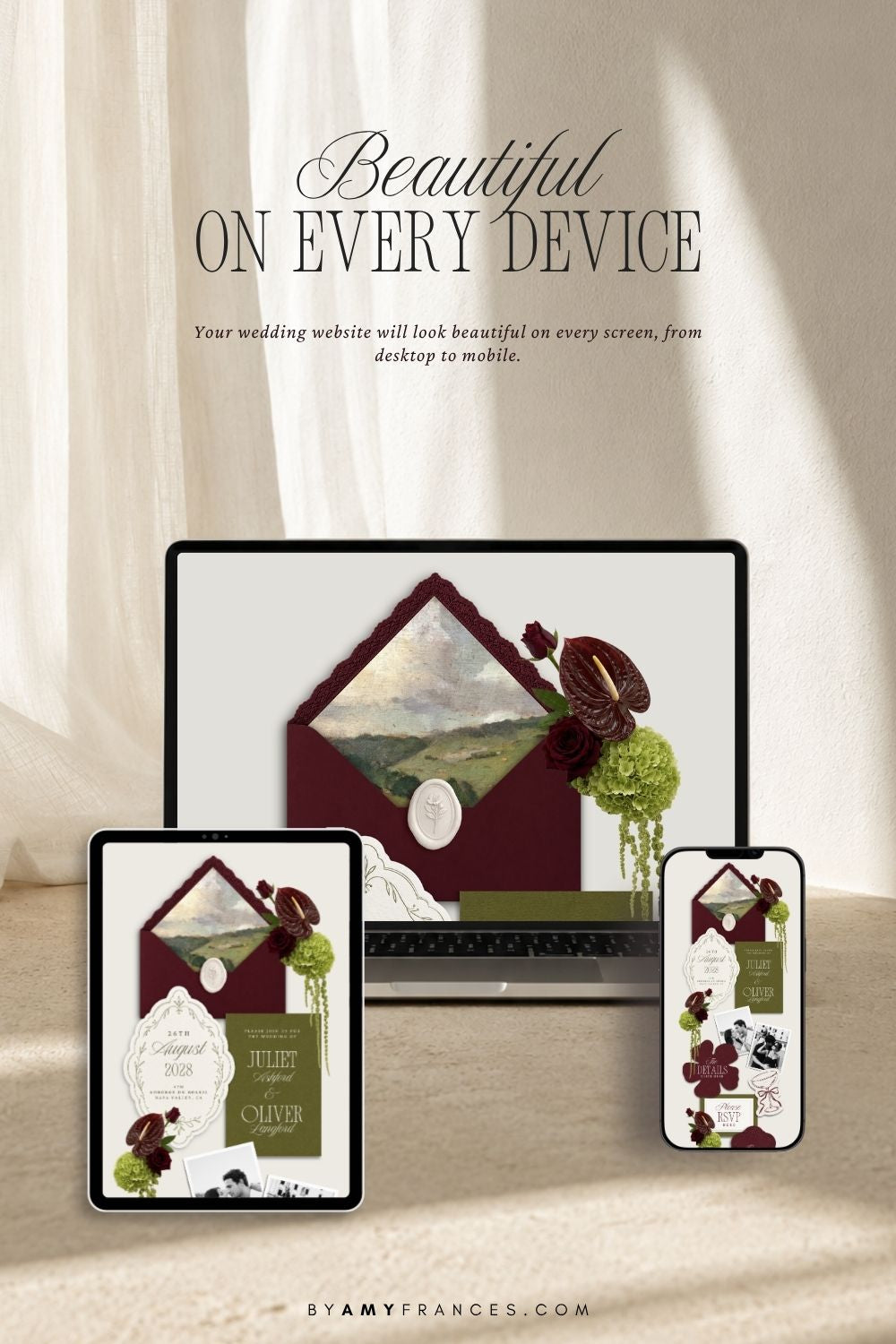 Olive & Burgundy Wedding Website