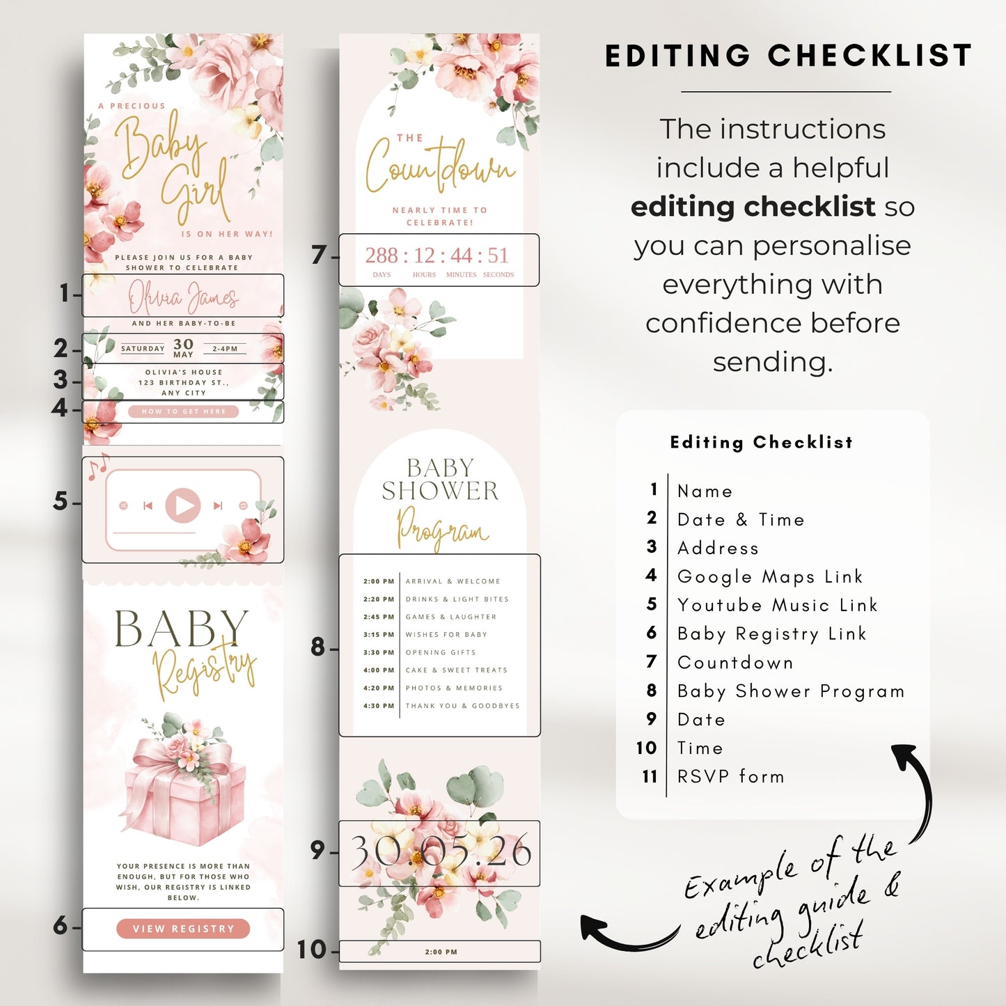 Floral Baby Shower Digital Invitation