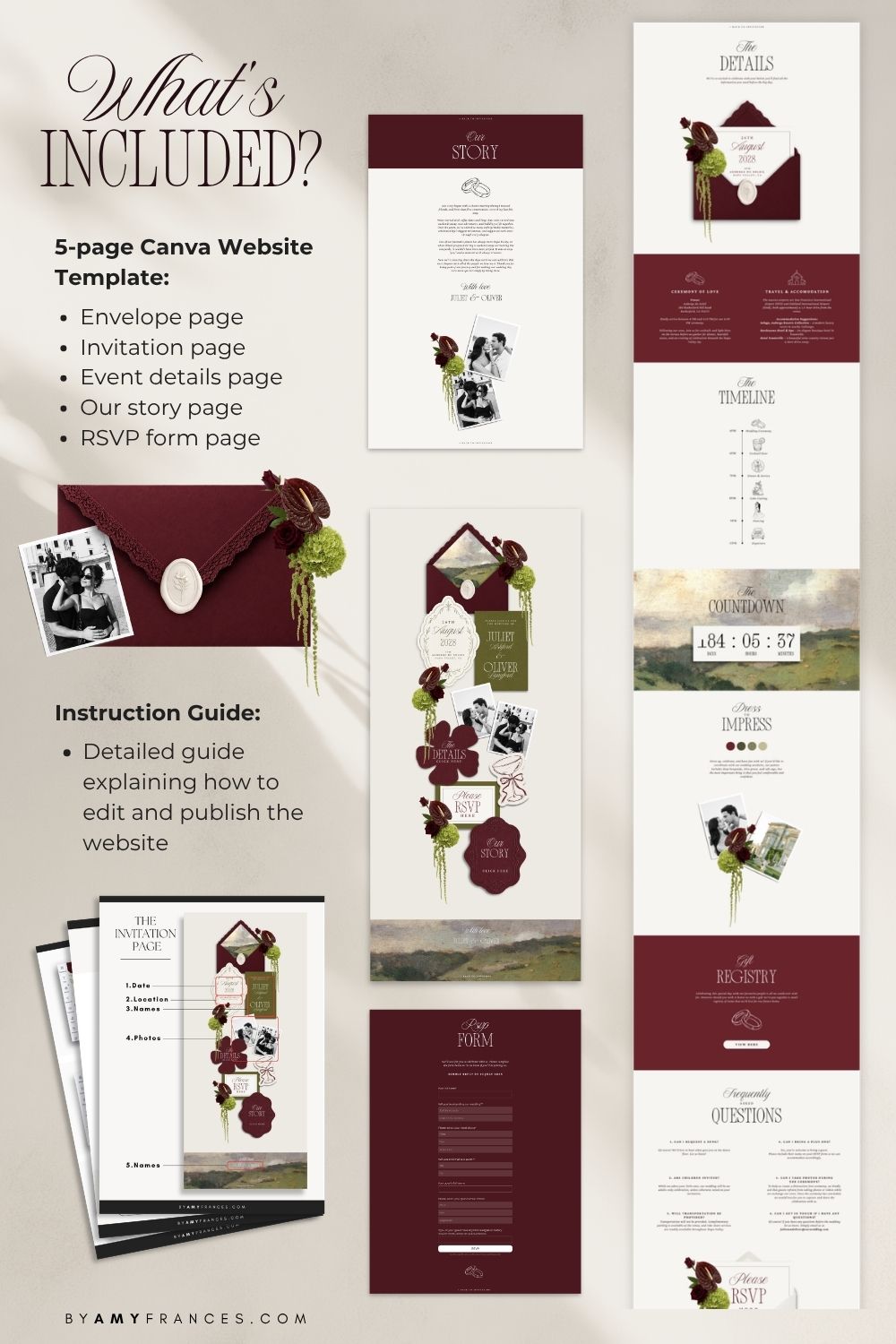 Olive & Burgundy Wedding Website