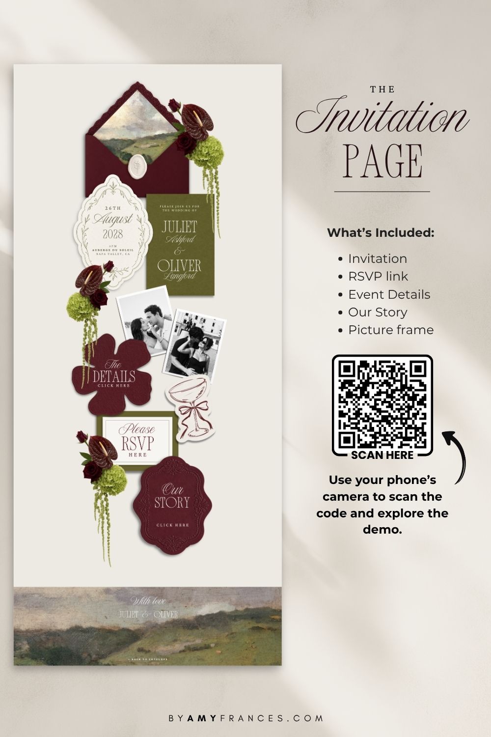 Olive & Burgundy Wedding Website