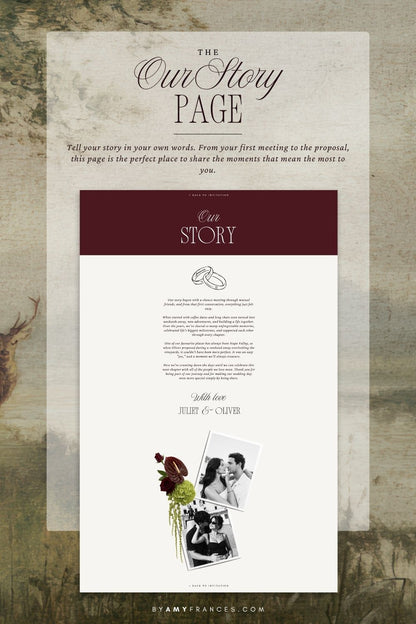 Olive & Burgundy Wedding Website