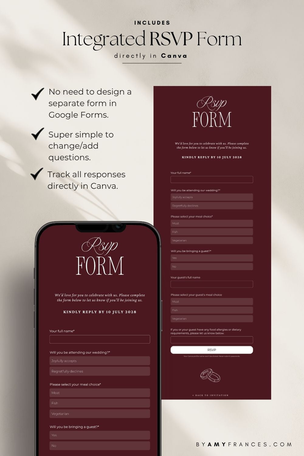 Olive & Burgundy Wedding Website