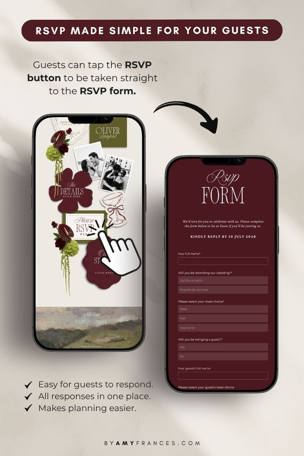 Olive & Burgundy Wedding Website