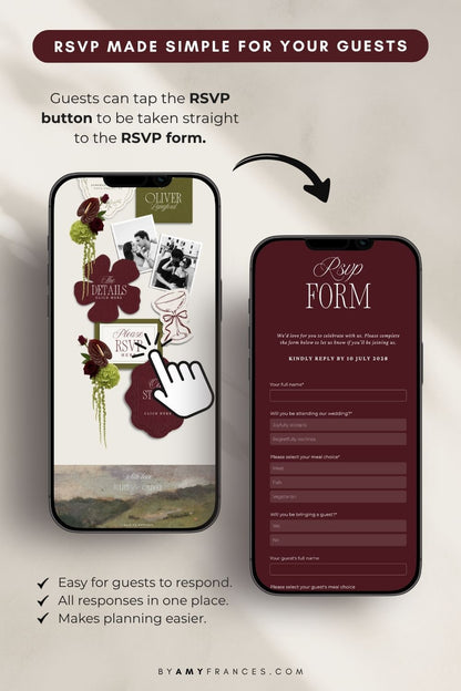 Olive & Burgundy Wedding Website