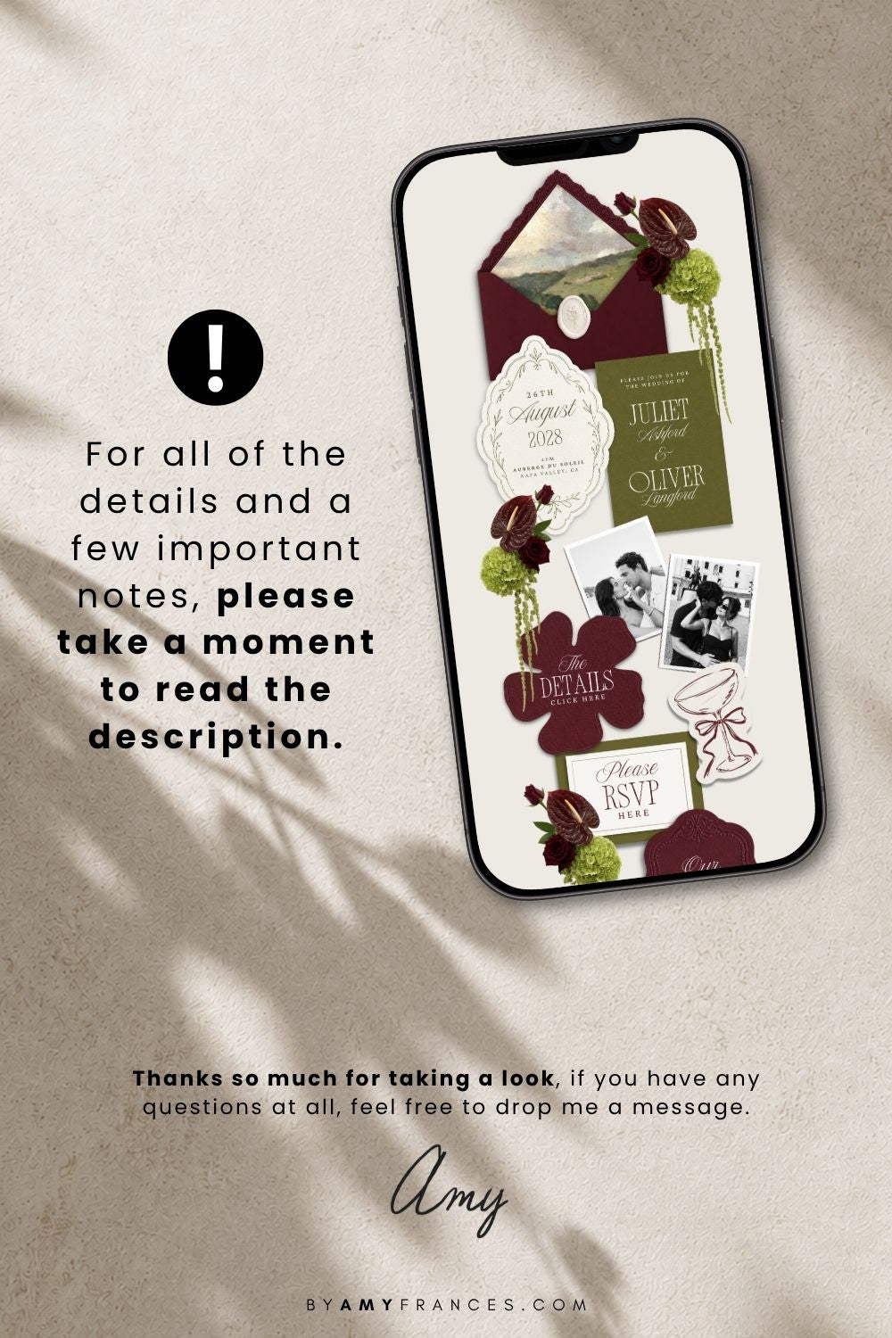 Olive & Burgundy Wedding Website