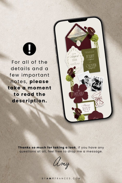 Olive & Burgundy Wedding Website