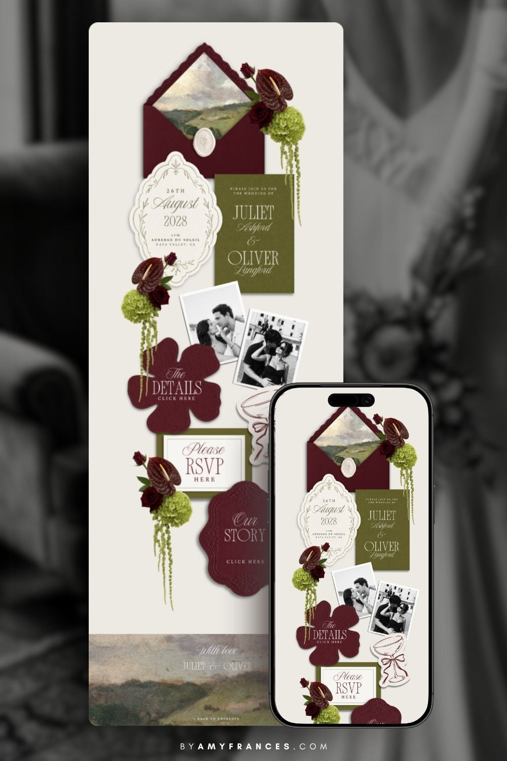 Olive & Burgundy Wedding Website