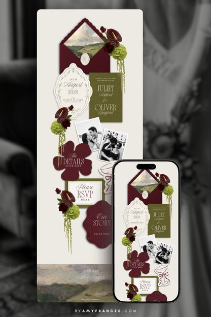Olive & Burgundy Wedding Website