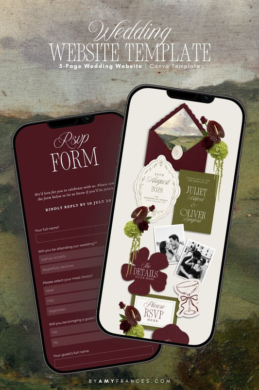 Olive & Burgundy Wedding Website