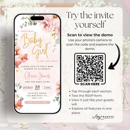 Floral Baby Shower Digital Invitation