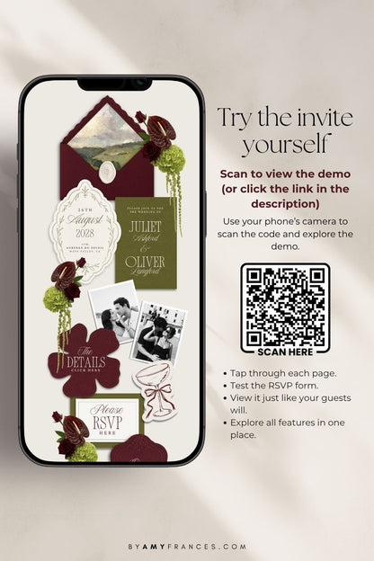 Olive & Burgundy Wedding Website