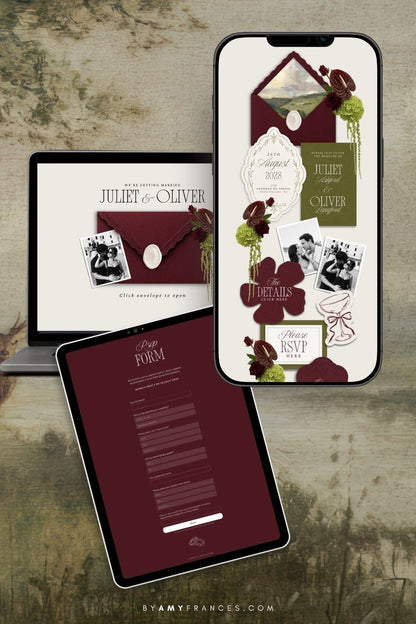 Olive & Burgundy Wedding Website