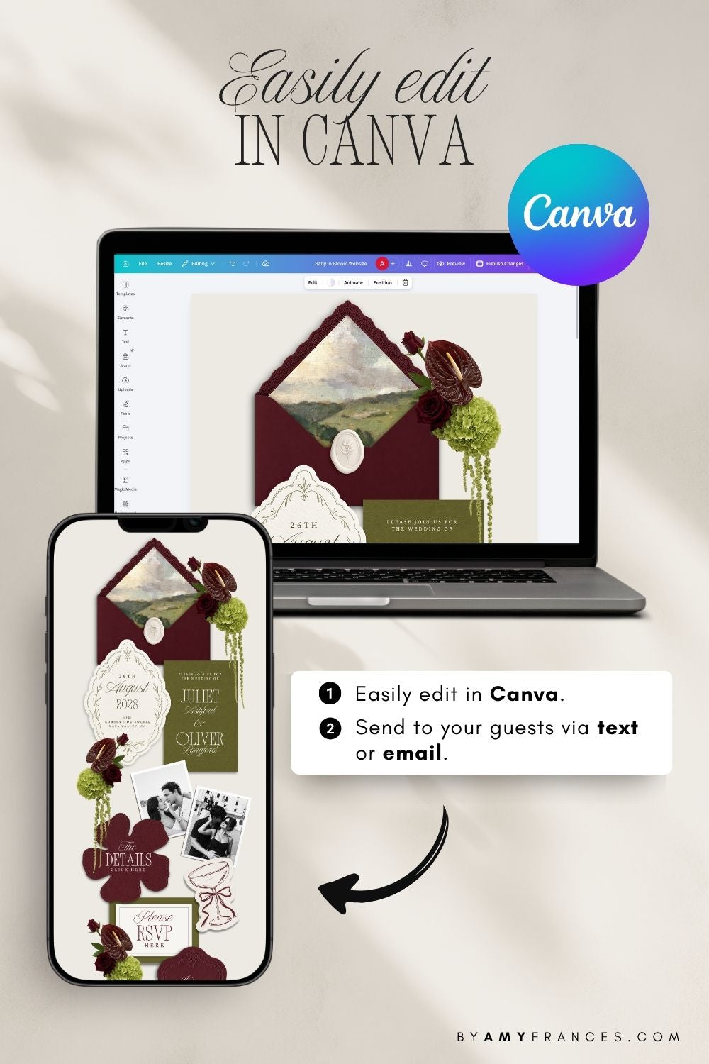 Olive & Burgundy Wedding Website