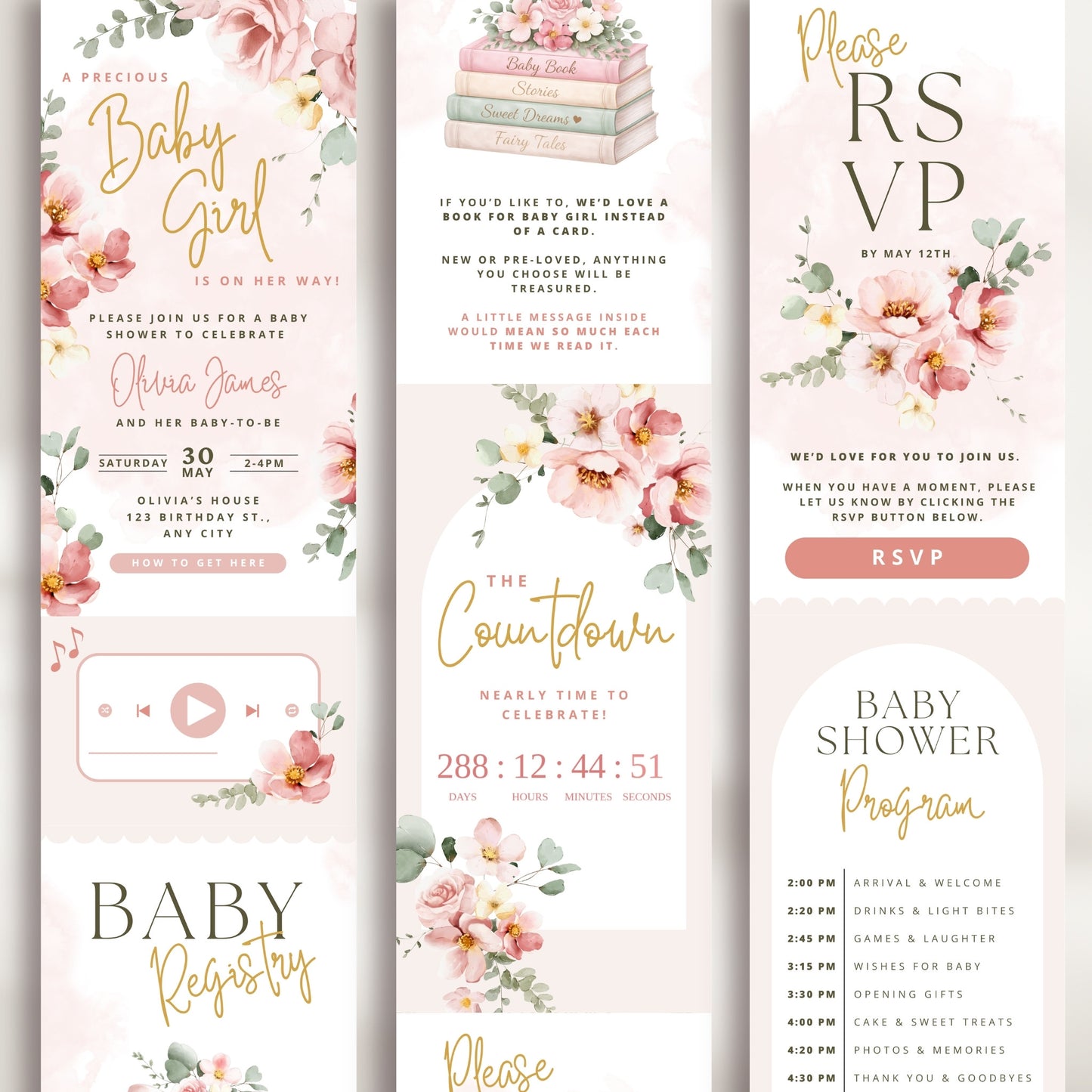 Floral Baby Shower Digital Invitation