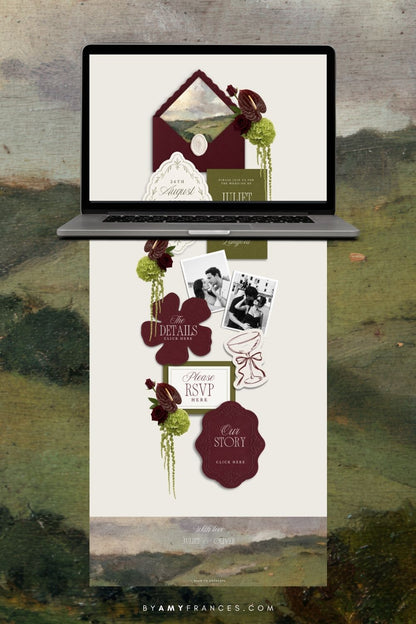 Olive & Burgundy Wedding Website